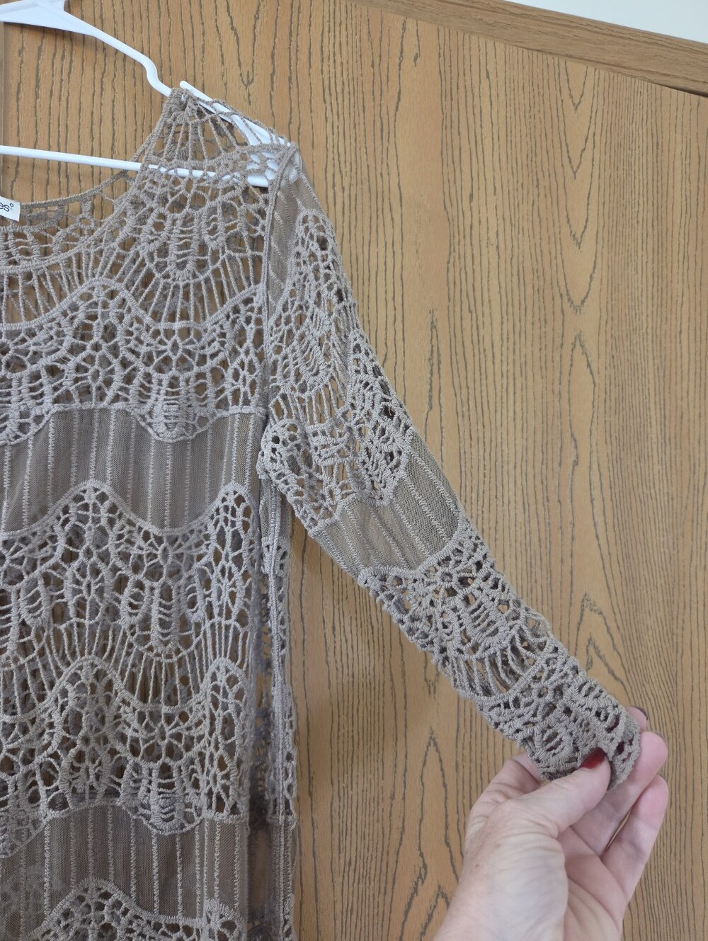Maurices Crochet Lace Tank Top in Taupe Beige - Picture 2 of 3